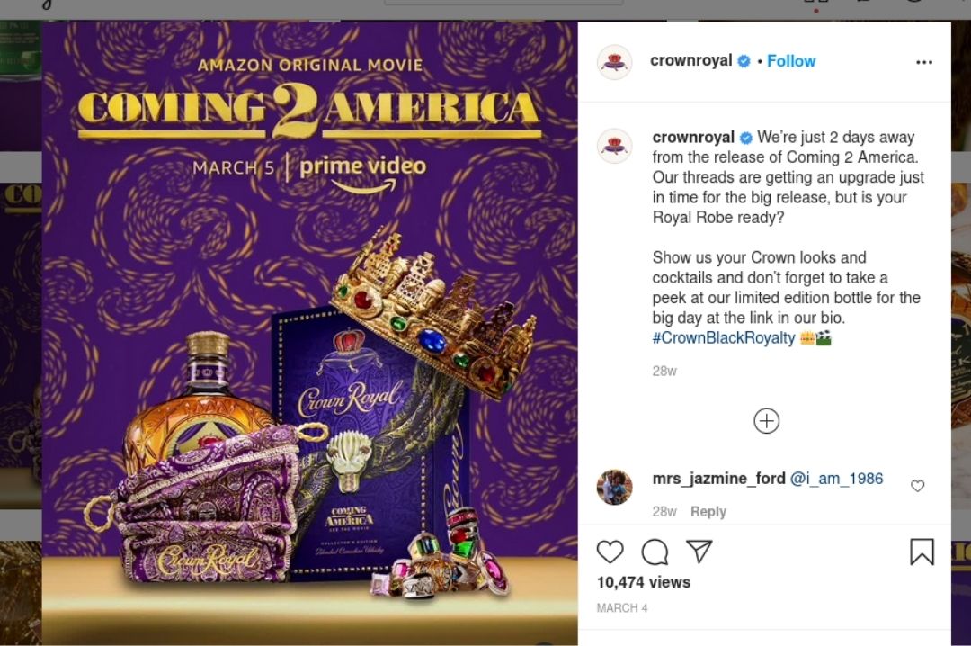 crownroyal coming2america amazonprime instagram