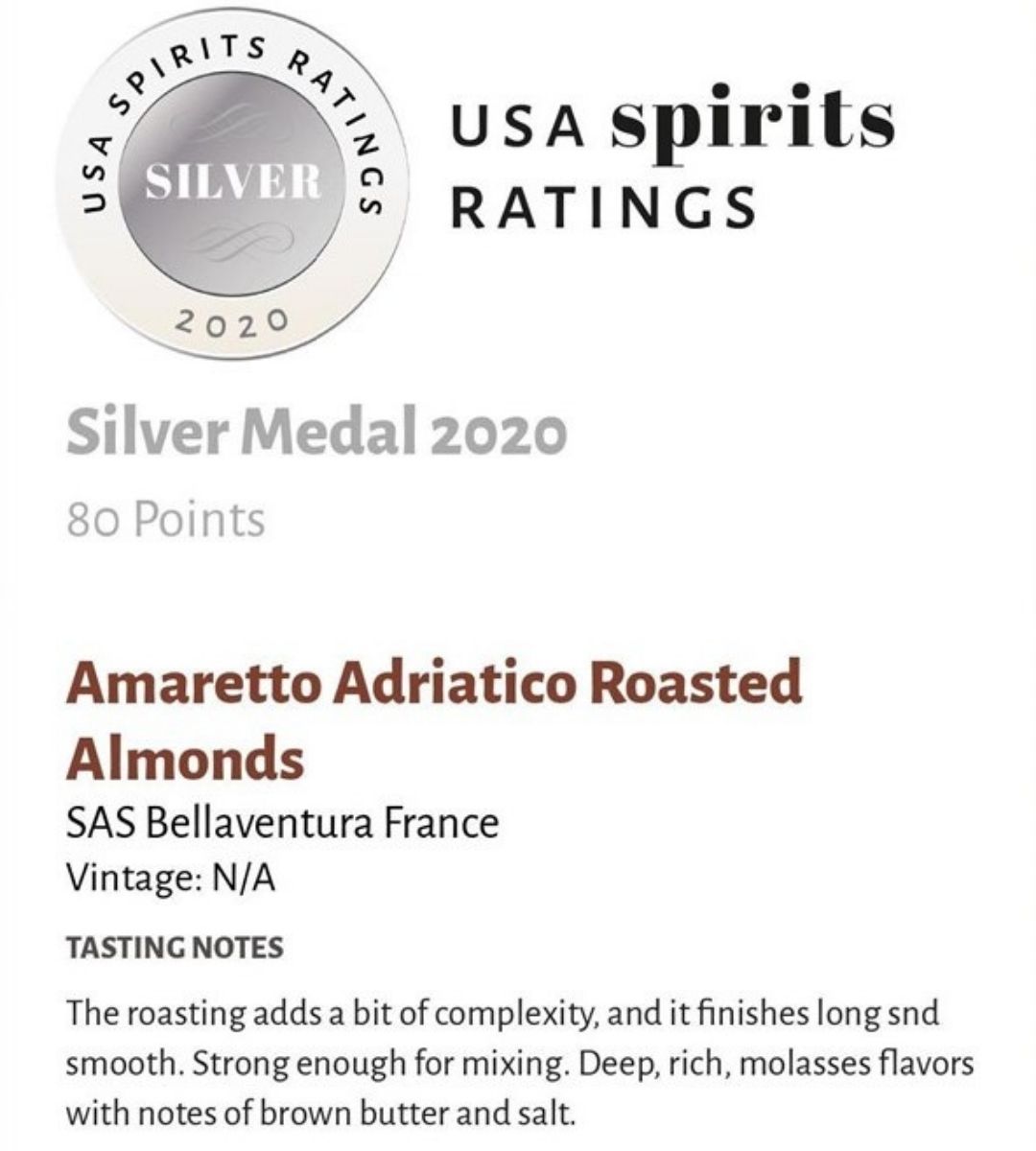 Amaretto Adriatico Roasted Almonds Silver Medal USA Spirits Ratings